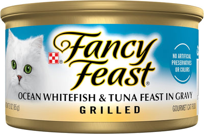 FANCY FEAST Adult Grilled Ocean Whitefish and Tuna in Gravy Wet Cat Food 24x85g