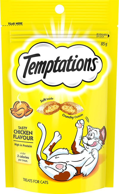 TEMPTATIONS Cat Treats Tasty Chicken Flavour 85g, 6 Pack