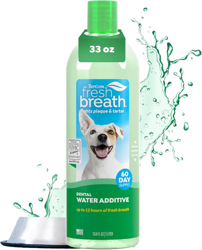 TropiClean Fresh Breath Water Additive for Dogs, Dog Breath Freshener and Teeth Cleaning Solution, No Toothpaste or Toothbrush Required, 33.8oz. Visit the TropiClean Store