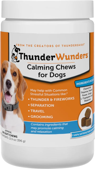 ThunderWunders Dog Calming Chews | Thiamine, L-Tryptophan, Melatonin and Ginger (125 Count)