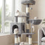 Heybly 110cm Cat Tree with Toy, Cat Tower for Indoor Cats, Cat Play Tower with Padded Plush Perch, Grey