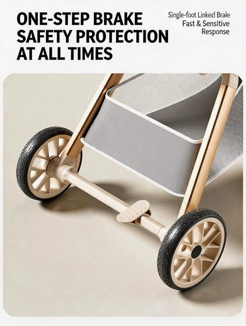 Twin Pet Stroller for 2 Cats & Dogs – Foldable  with Lightweight Aluminum Alloy Frame, Adjustable Design, Portable Pet Pushchair for Small Dogs & Cats,Khaki