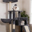 Heybly Cat Tree with Cat Self Groomer Brush, Cat Tower Condo for Indoor Cats with Padded Plush Perch,Grey