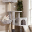 Heybly Cat Tree with Cat Self Groomer Brush, Cat Tower Condo for Indoor Cats ,Light Grey