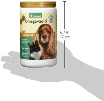NaturVet Omega-Gold Plus Salmon Oil for Dogs, 180 ct Soft Chews, Made in USA