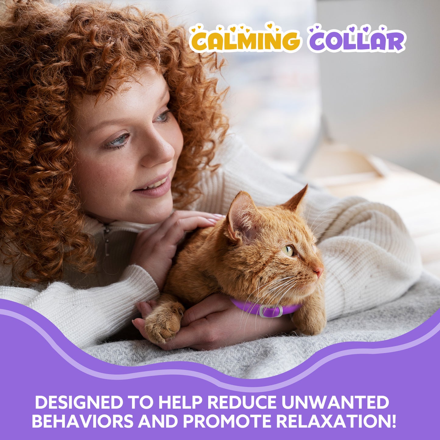 Cat Calming Collar 4 Pack – Natural Pheromone Anti Anxiety Collar for Cats, Stress Relief, Stops Scratching, Spraying & Fighting, Waterproof, Adjustable, Up to 120 Days Protection