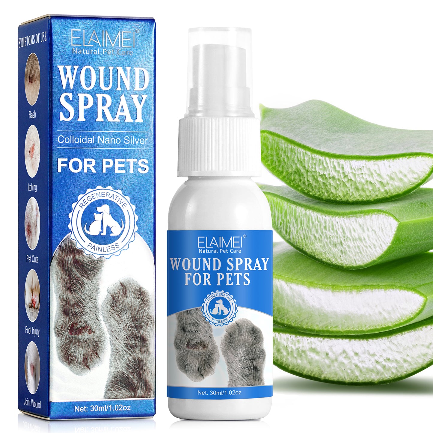 Elaimei Pet Wound Spray – Fast Healing & Pain Relief for Dogs and Cats (30ml)