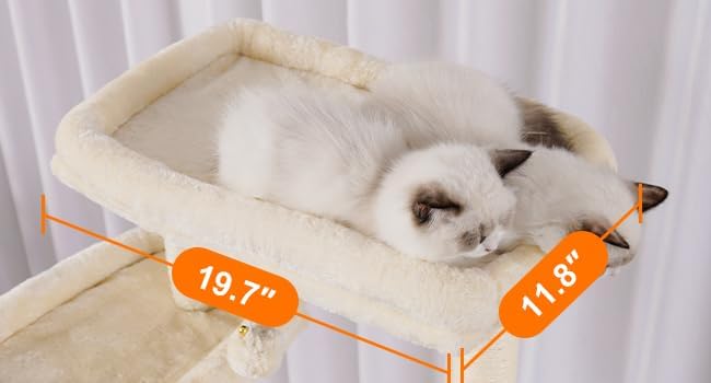 Heybly Tall Cat Tree 78-inch Multi-Level Cat Tower for Indoor Cats HCT033M | Cat Condo with 2 Widened Plush Perches, Multi-Level Cat Furniture with Scratching Board, Big Caves, Beige