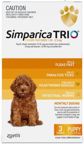 Simparica Trio for Puppies 1.25 to 2.5 Kg Yellow 3 Chews
