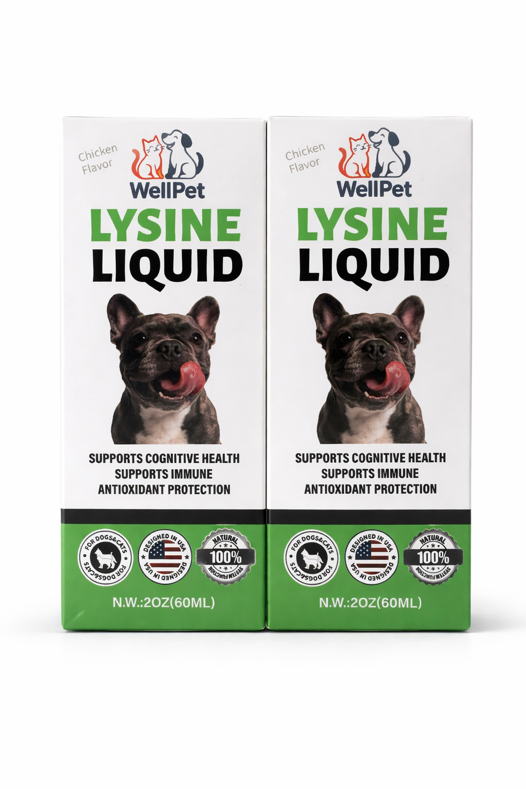 Powerful Lysine Liquid for Pets Strong Immunity & Healthy Pets 2*60ml (2Pack)