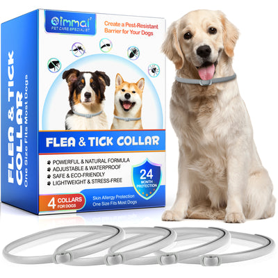 Dog Flea & Tick Collar 4 Pack – Long-Lasting Flea, Tick & Mosquito Protection, Waterproof Adjustable Pest Repellent Collar for Small, Medium & Large Dogs | Up to 24 Months Protection