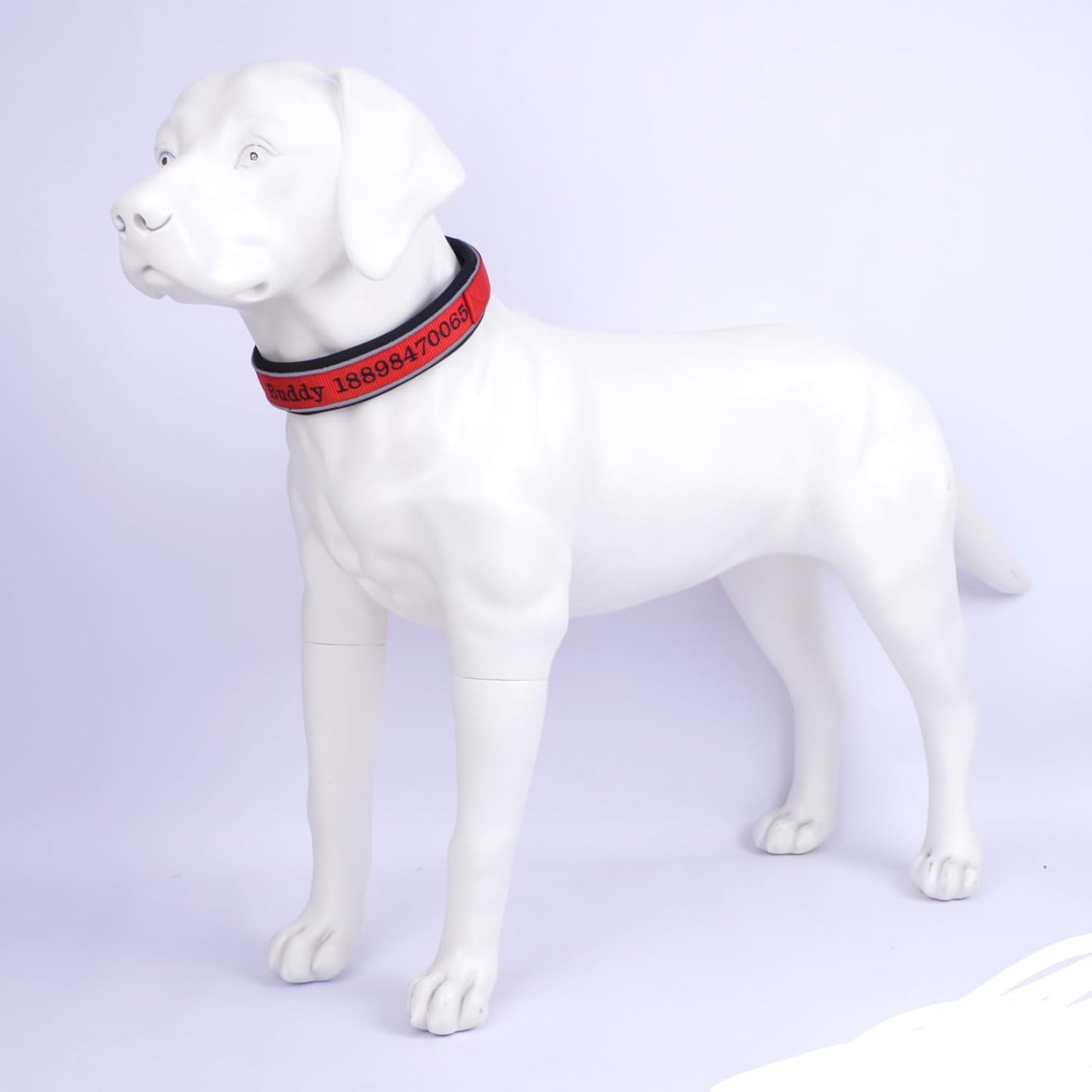 Adjustable Reflective Personalised Thick Dog Collar 1.6 Inch 4 CM Wide with Quick Release Buckle Soft Neoprene Padded Custom Embroidered Pet Name Phone Number for Boy Girl Small Medium Large Dogs