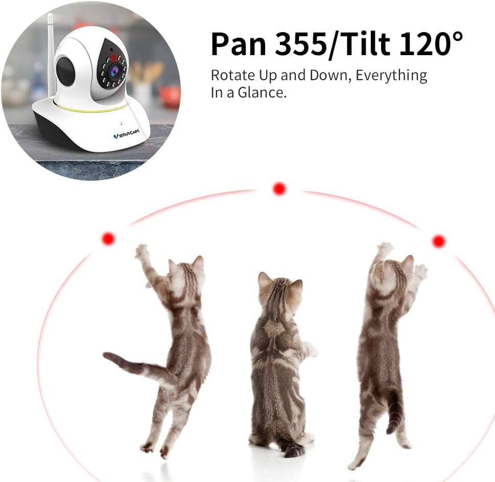 VSTARCAM Pet Camera with Laser, 3MP 2.4GHz WiFi Interactive Dog & Cat Laser Toy with Night Vision
