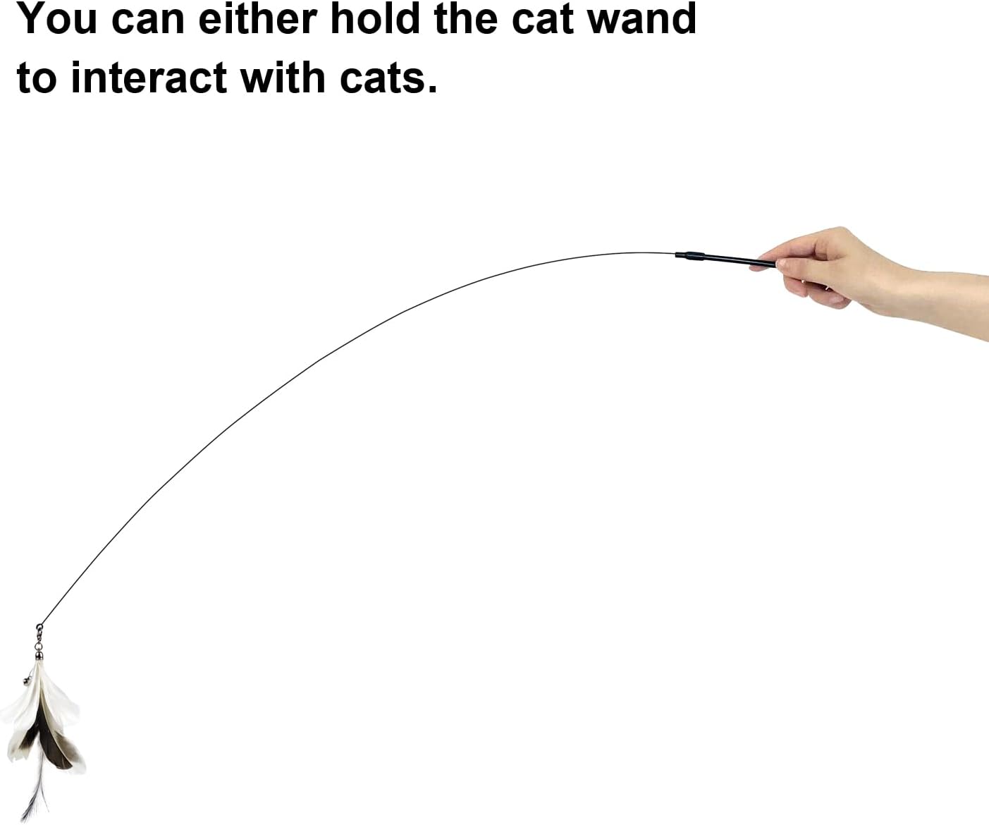 Cat Wand Toys with Suction Cup, Interactive Bird Simulation Cat Toy Set,Cat Teaser Cat Toys,Flexible Steel Wire and 3Pcs Replacement Feather Refills with Bells