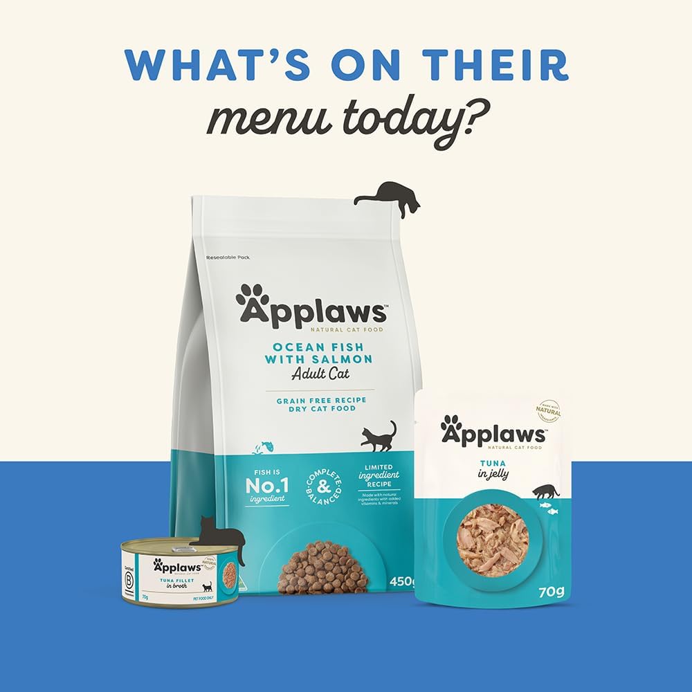 Applaws 100% Natural Wet Cat Food Tuna Fillet with Sea Bream in Broth, Limited Ingredients Pet Food 70g Pouch (Pack of 16) Visit the Applaws Store