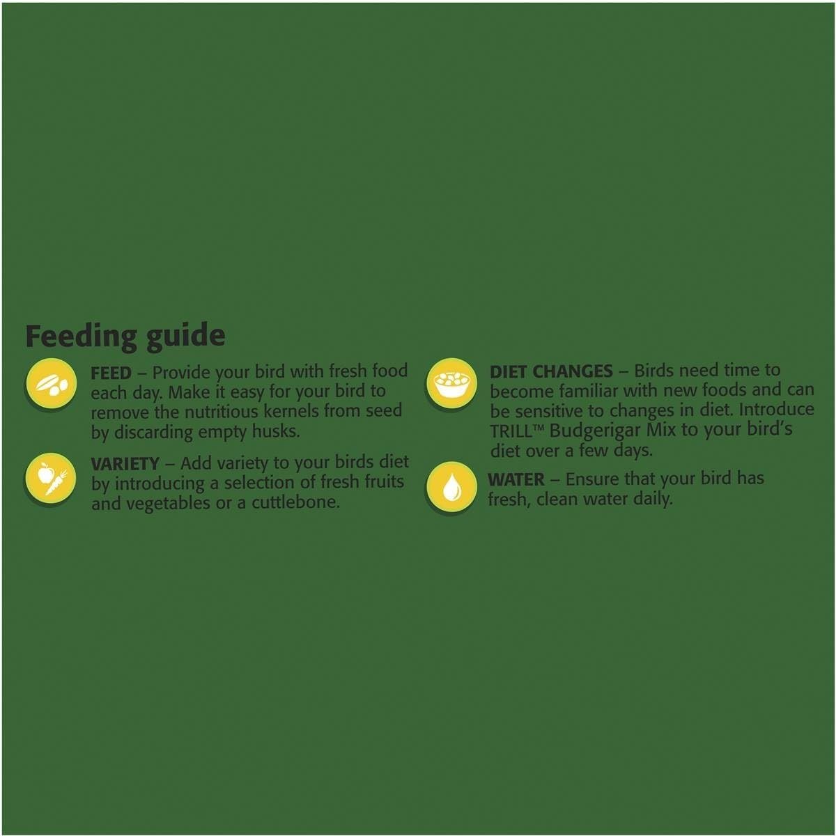 Trill Budgerigar Seed Mix Bird Food 1.8 kg