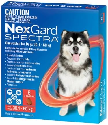 Nexgard Spectra for Extra Large Dogs 30.1 to 60 Kg Red 6 Chews