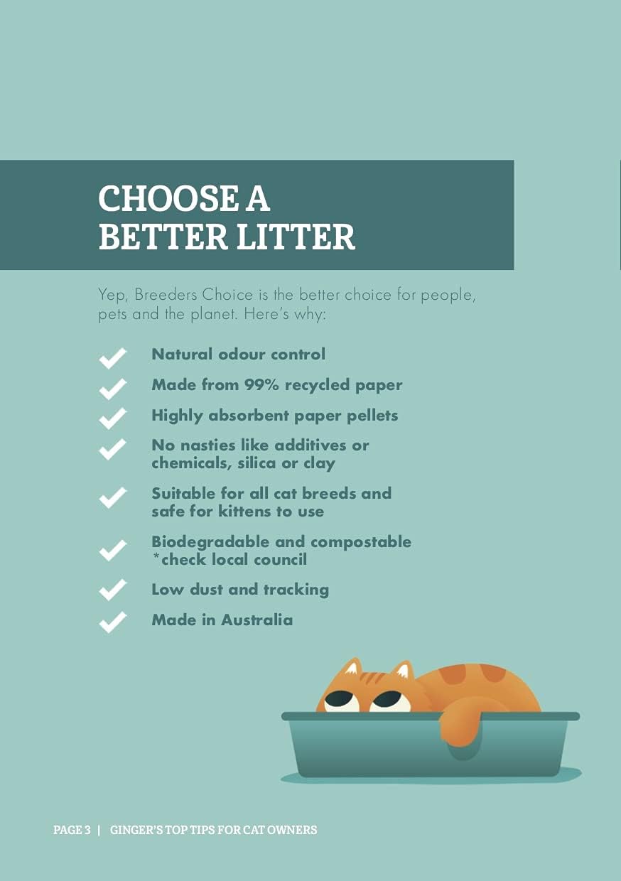 Breeders Choice 99 percent Recycled Paper Cat Litter 15 Litre