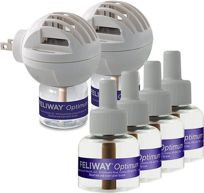 FELIWAY Optimum Cat, Enhanced Calming Pheromone Diffuser, 2 Room 90 Day Kit (2 Diffusers and 6 Vials)