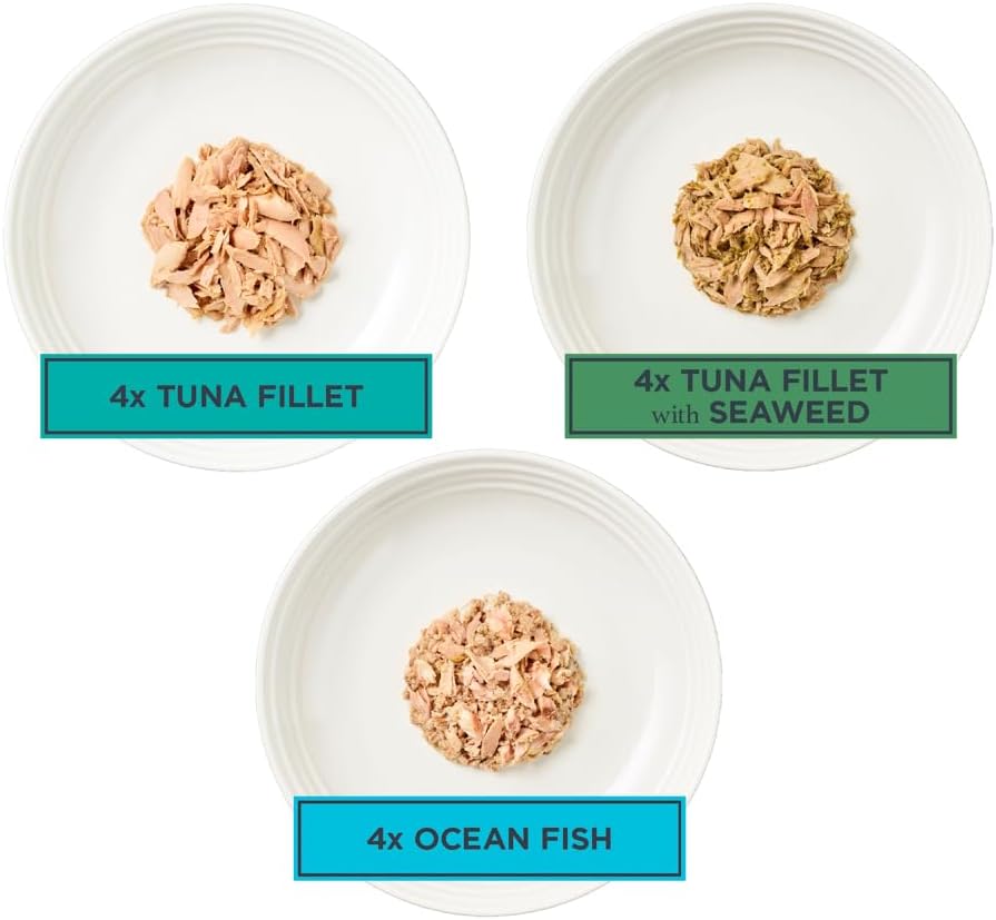 Reveal Natural Wet Cat Food, 12 Count, Grain Free, Limited Ingredient Canned Food for Cats, Fish Deluxe Selection in Broth, 70g Tins