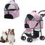 MINYII Pet Stroller Premium 3-in-1 Multifunction Jogger Stroller for Medium Small Dogs Cats Folding Lightweight for Travel with Detachable Carrier,98x65x45cm Portable Pet Stroller for Injured Pet Gift (Pink)