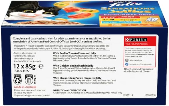 FELIX Sensations Adult Wet Cat Food Favourites Menu Jellies 60x85g