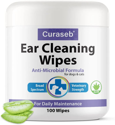 Curaseb Cat and Dog Ear Wipes – Cleans – 100 Wipes
