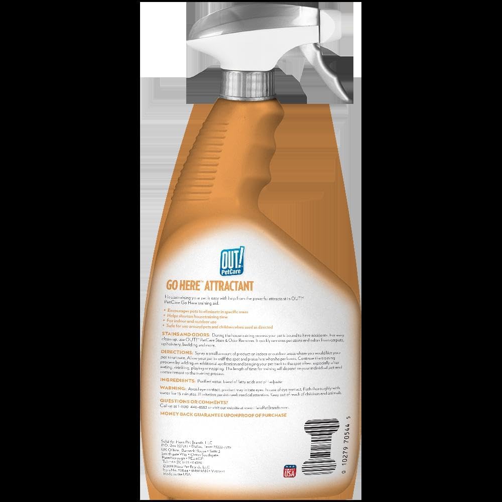 OUT! PetCare Go Here Attractant Indoor and Outdoor Dog Training Spray | House-Training Aid for Puppies and Dogs | 32 oz