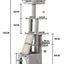 Petzly Cat Tower, 125cm Cat Tree for Indoor Large Cats, Multi-Level Condo with Ladder, Hideaways, Pompoms and Toy, Grey