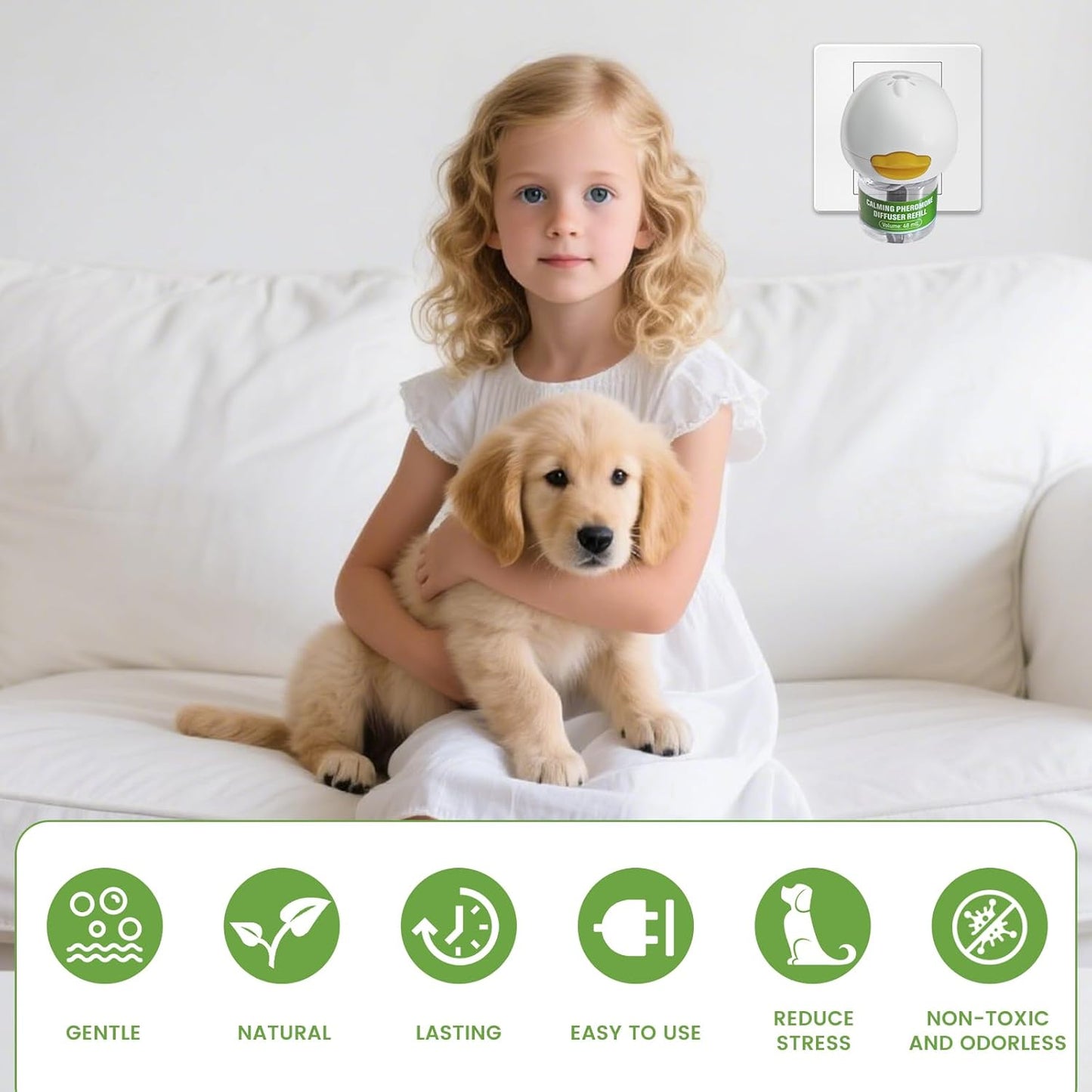 6 Pack Dog Calming Pheromones Diffuser Kit (2 Plug in+6 Pack 48ml Refill)