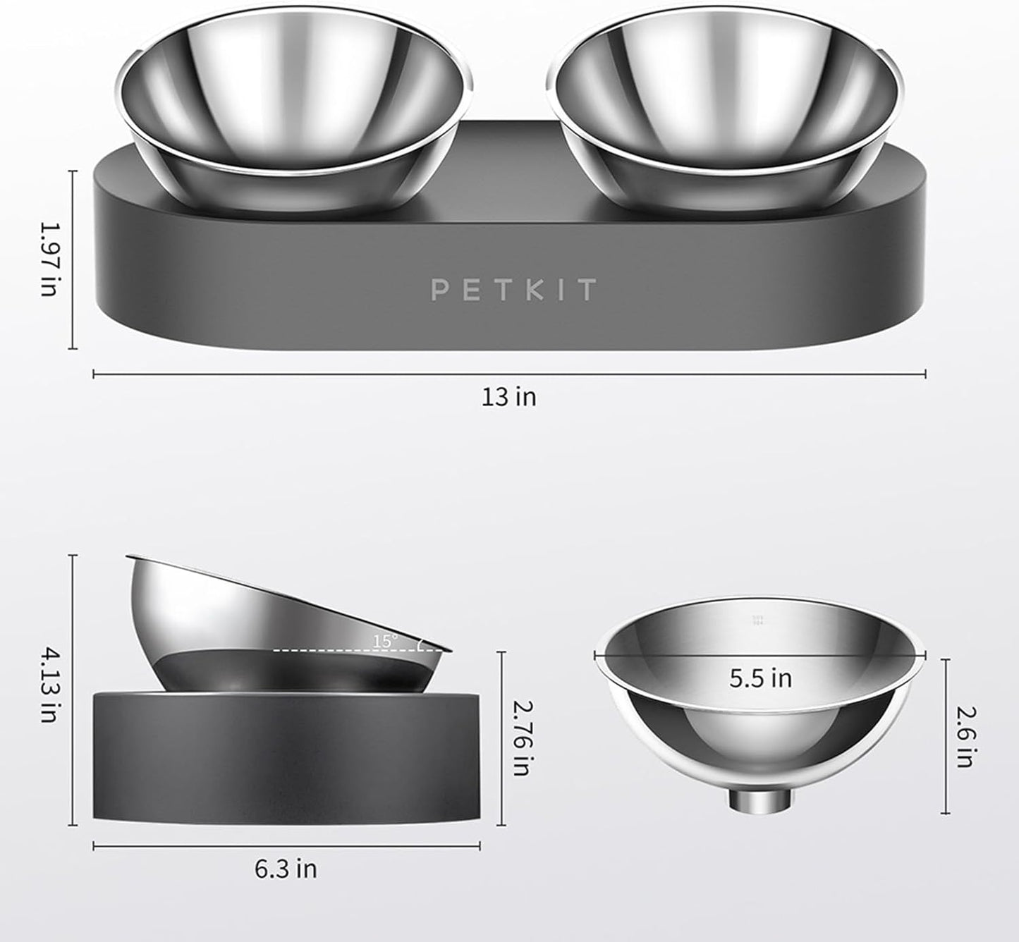 PETKIT Raised Dog Cat Food Bowl 304 Stainless Steel