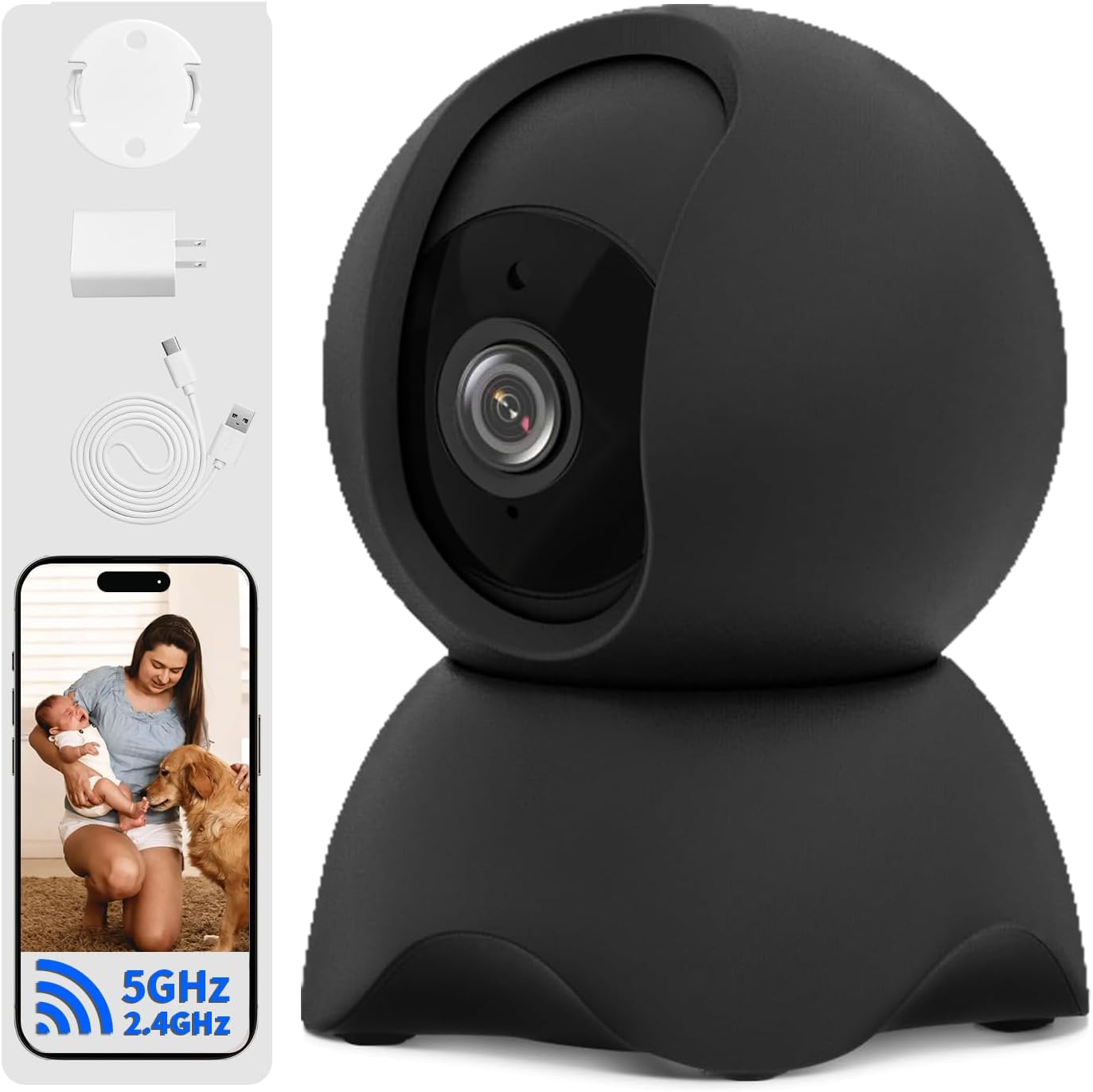 Security Indoor Camera, 1080P HD Dog & Baby Monitor, 5/2.4GHz with Motion Detection，SD & Cloud Storage，Night Vision Pet & Baby Camera Two Way Audio, Privacy Mode