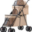 Double Layer Pet Stroller Cat Dog pram, Lockable Wheels Carriers, Foldable for Storage, for Small Medium Sized Pets, Simple Assembly (Brown)