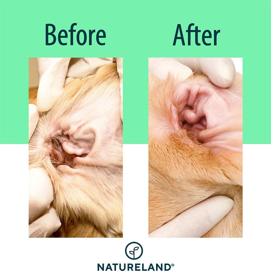 [150 pcs Extra-Large] Natureland Dog Ear Wipes - Extra Large Pads [170%] Ear Infections and Ear Odor in Pets