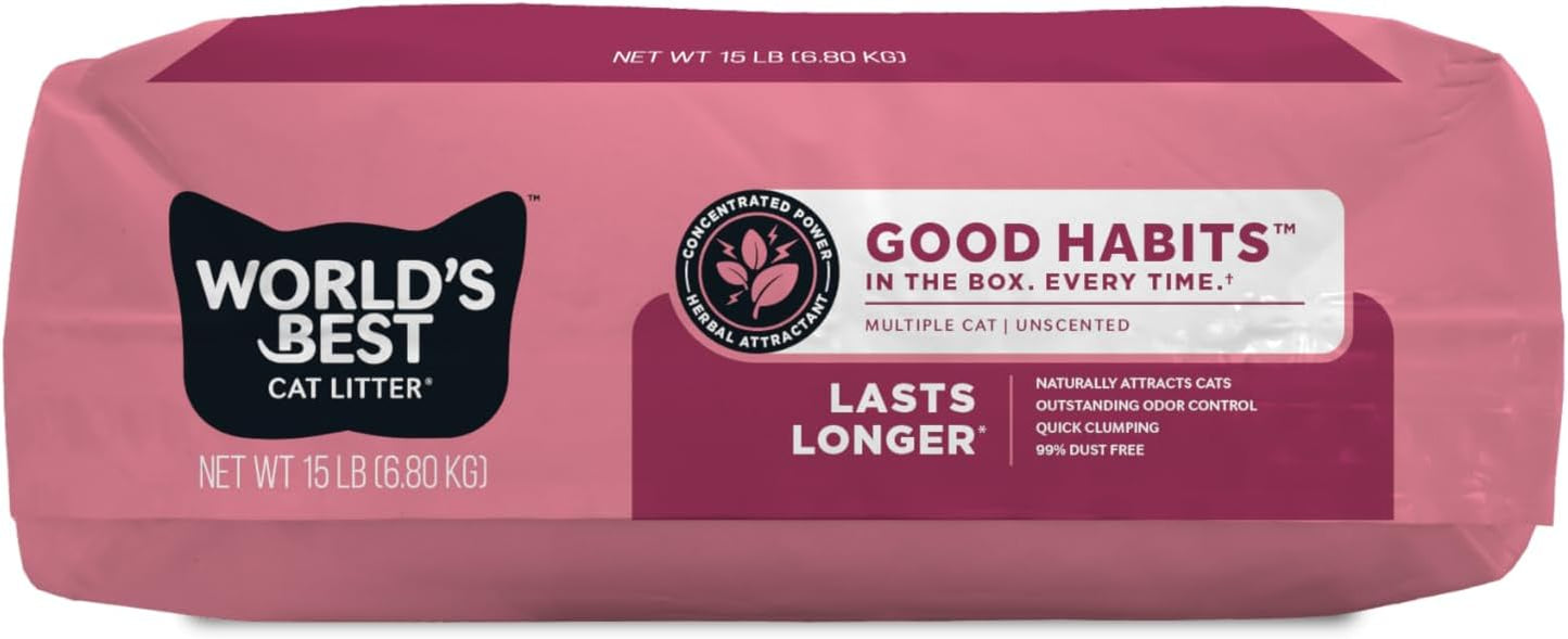 WORLD'S BEST CAT LITTER Good Habits Attractant Cat Litter, 15-Pounds