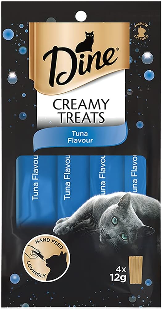 DINE Creamy Treats Cat Treats Tuna Flavour 4 x 12g, 8 Pack (32 Sachets)