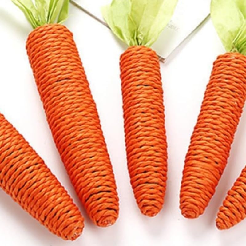Cat Chew Toys, 2Pcs Carrot Shapes Cat Rope Toys with Sounding Parcels Interactive