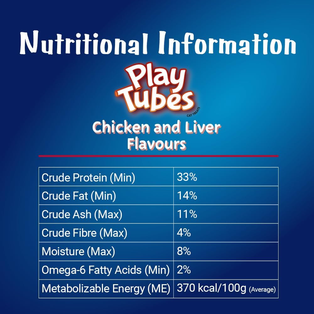 FELIX Adult Cat Treats Chicken & Liver Play Tubes 8x50g