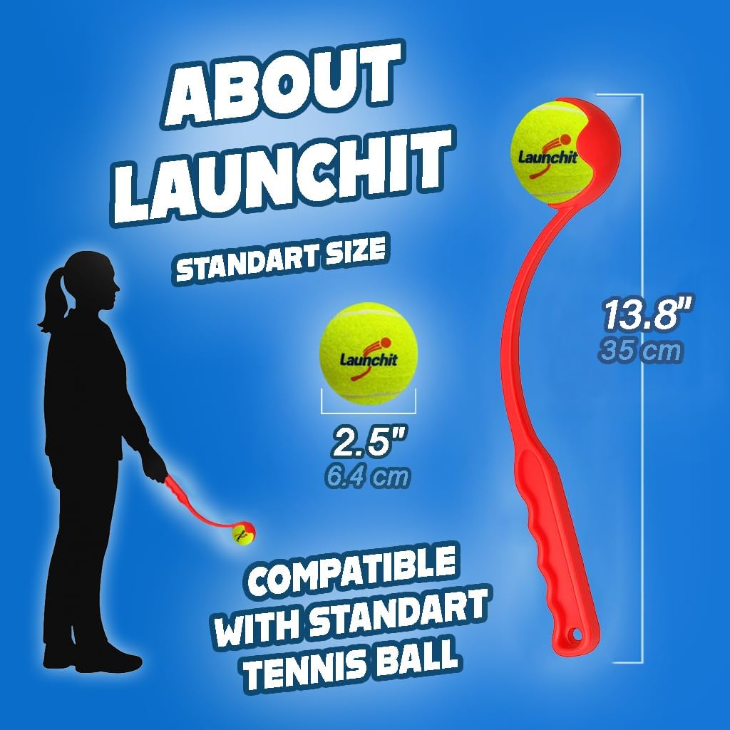 Dog Ball Thrower Launcher, Tennis Ball Launcher, for Small Large Dogs Compact Design 13.8" Stick with Medium 2.5" Red