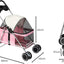 PaWz 4 Wheels Foldable Pet Stroller Dog Cat Travel Carrier Large Pink