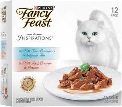 FANCY FEAST Inspirations Adult Wet Cat Food Tuna and Beef Variety Pack 24x70g