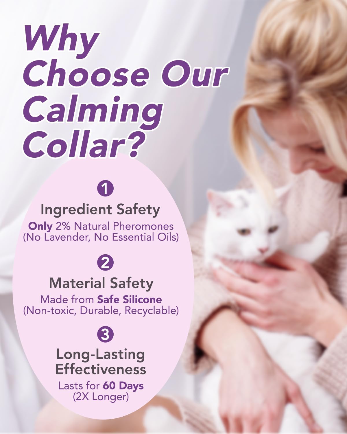 Calming Collar for Cats -4 Pack Soother Cats Calming Collars Anxiety Relief