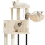 Heybly Cat Tree, 125 cm Cat Tower for Indoor Cats, Spacious Cat House Condo with Hidden Space，Sturdy Steel Tube，Soft Plush Top Perch，Cozy Hammock and Sisal Scratching Posts, Beige HCT200SM