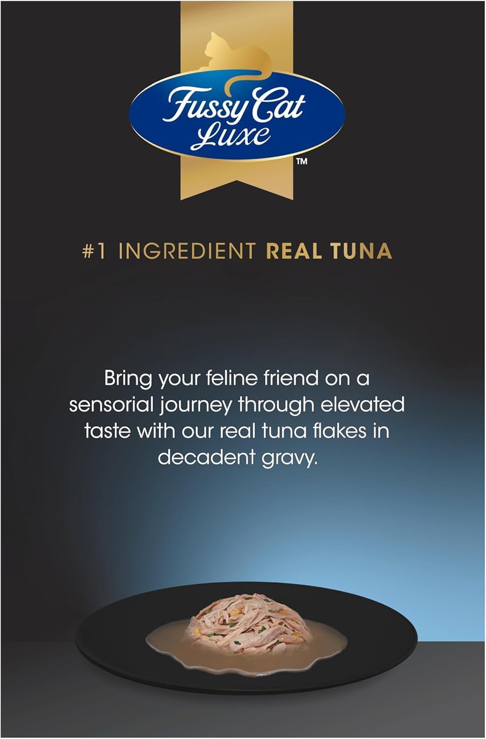 Fussy Cat Luxe Wet Cat Food, Tuna Flakes in Decadent Gravy 12x70g