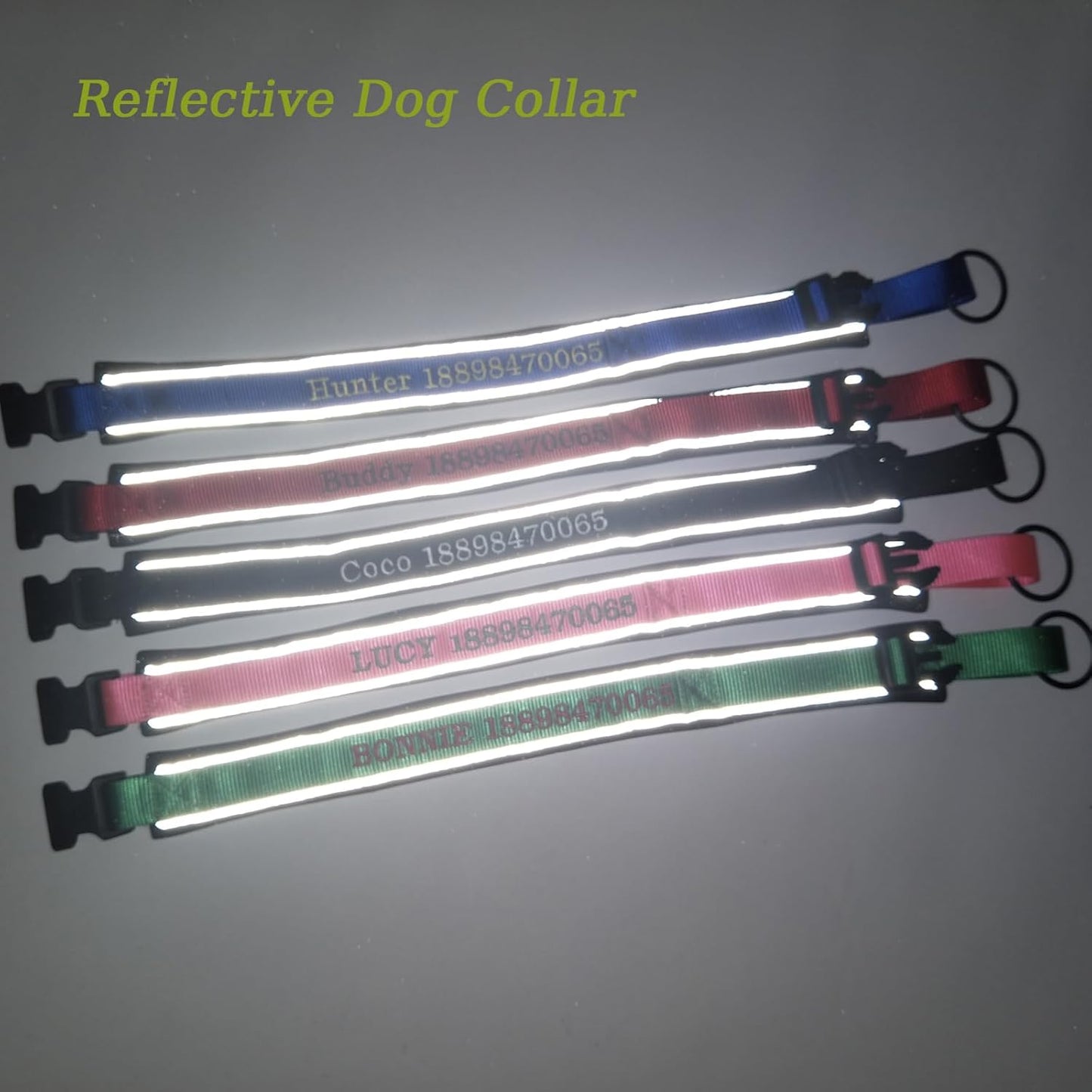 Adjustable Reflective Personalised Thick Dog Collar 1.6 Inch 4 CM Wide with Quick Release Buckle Soft Neoprene Padded Custom Embroidered Pet Name Phone Number for Boy Girl Small Medium Large Dogs