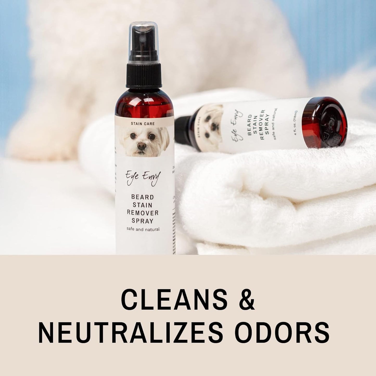 Eye Envy Beard Stain Remover Spray for Dogs/Cats|100% Natural and Safe|Lift Stains from Drooling, Saliva, Food, Runoff from Tearing|Treats The Cause of staining<4oz