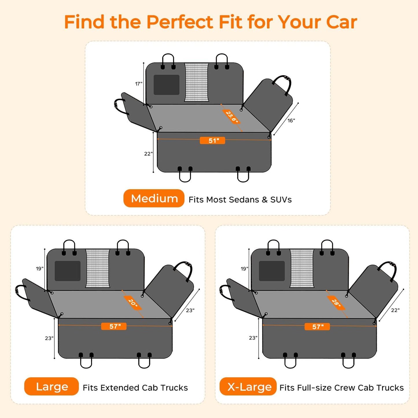 Dog Back Seat Cover Hard Bottom Truck Back Seats Protector, Large Backseat Extender for Dogs, Car