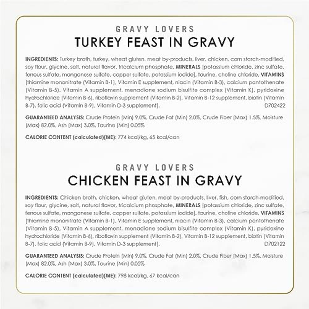Fancy Feast Cat Food Adult Gravy Lovers Poultry & Beef Feast Variety, Wet Food - 30 Pack x 85g Can