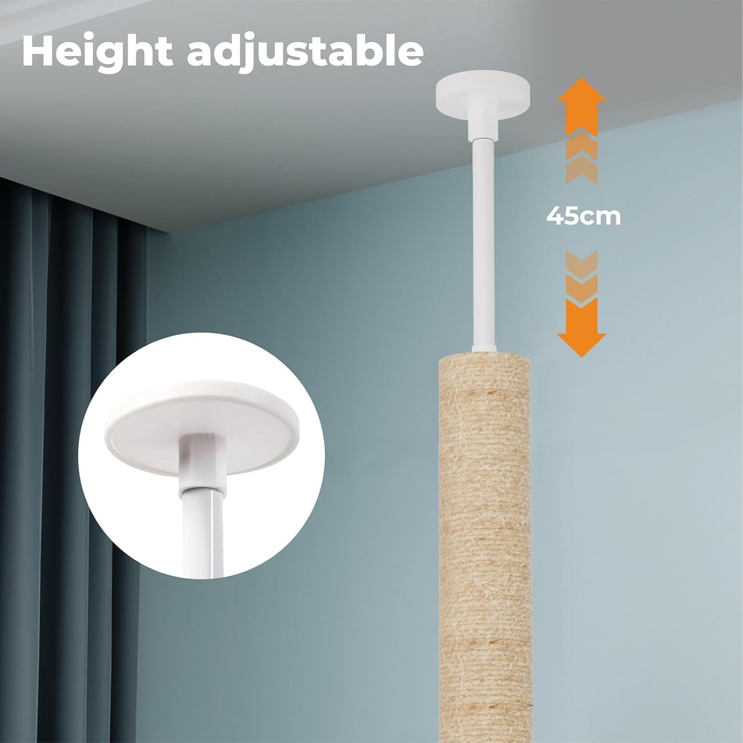Pawz Large Cat Tree Tower Condo for Indoor Cats, Scratching Post, Soft Plush Multi-Level Climbing Tree, Activity Center, Cat Condo and Big Hammock, House, Dangling Ball, Adjustable Height 230CM-275CM