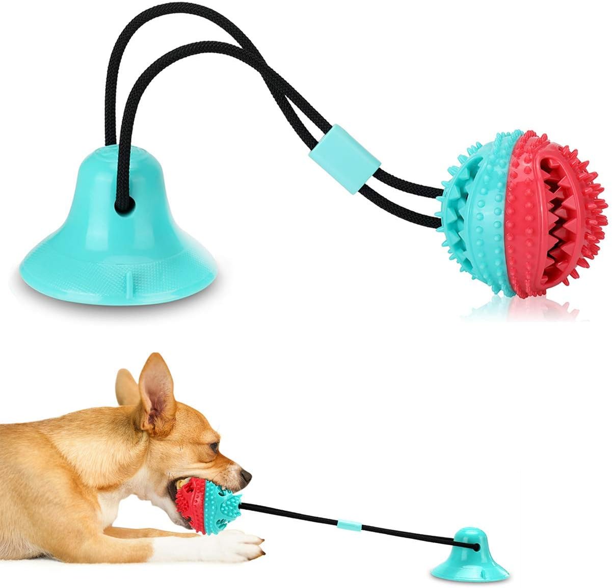 Interactive Dog Toys Tug of War, Mentally Stimulating Toys for Dog, Puppy Teething Puzzle Treat Food Dispensing Ball Toy for Small Medium dog